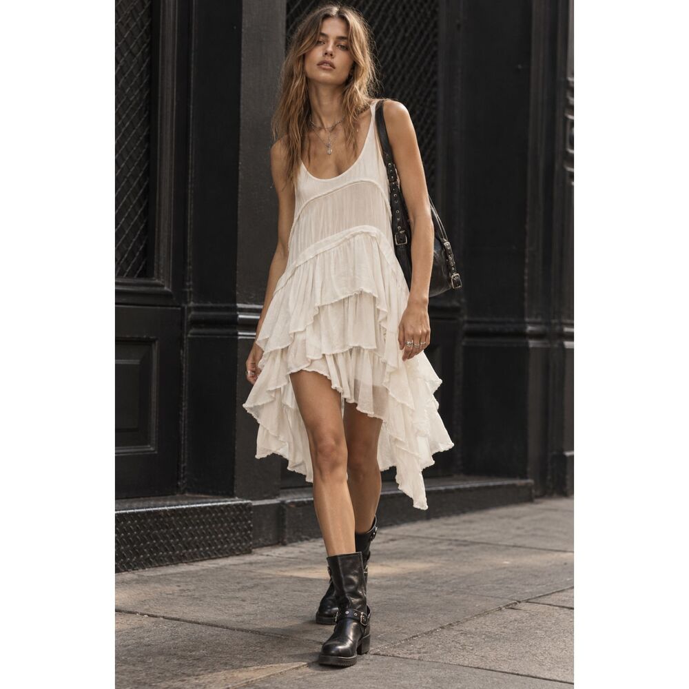 AllSaints White Sleeveless Ruffle Cavarly Mini Dress  Women's Size 6